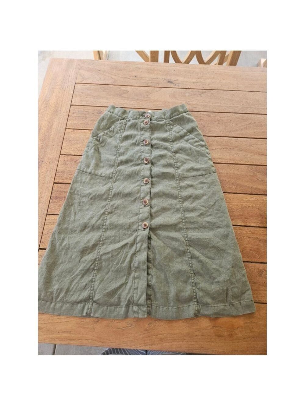 Akemi & Kin Riverine Linen Green Skirt 4 EUC